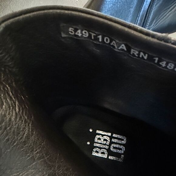 Bibi Lou Sleek Black Leather Kitten Heeled Boots square toe size 40 - Picture 8 of 12